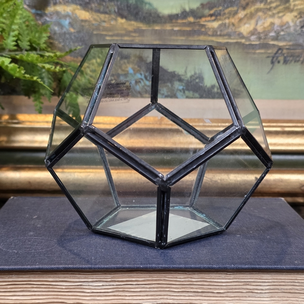 Black Metal & Glass Geometric Terrarium Candle Holder Decor | Ashland Hexagonal
